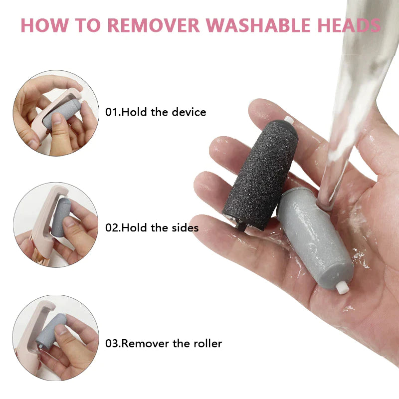 Rechargeable Electric Callus Remover – 2 Speeds, LED, 3 Rollers, USB-C